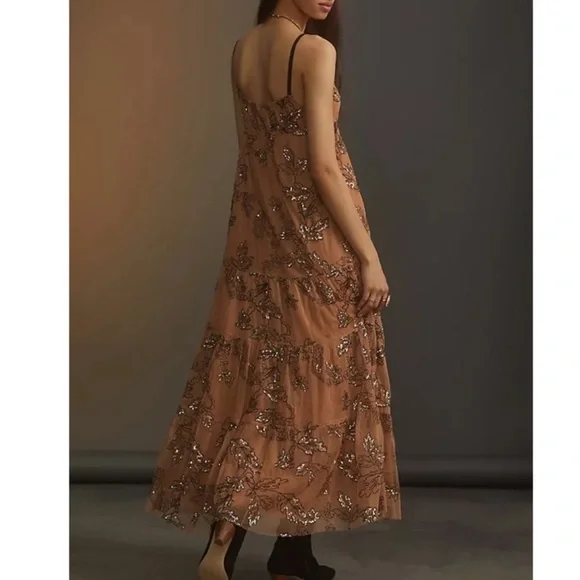 Anthropologie Bloggers Favorite Sequin Tulle Maxi Dress Small - Picture 2 of 14